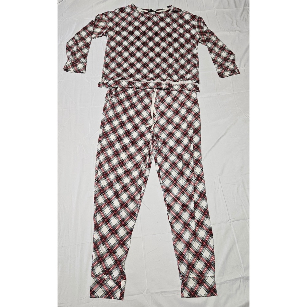 Lauren Ralph Lauren Pajama Set Women XL Red Plaid Long Sleeve Joggers Lounge